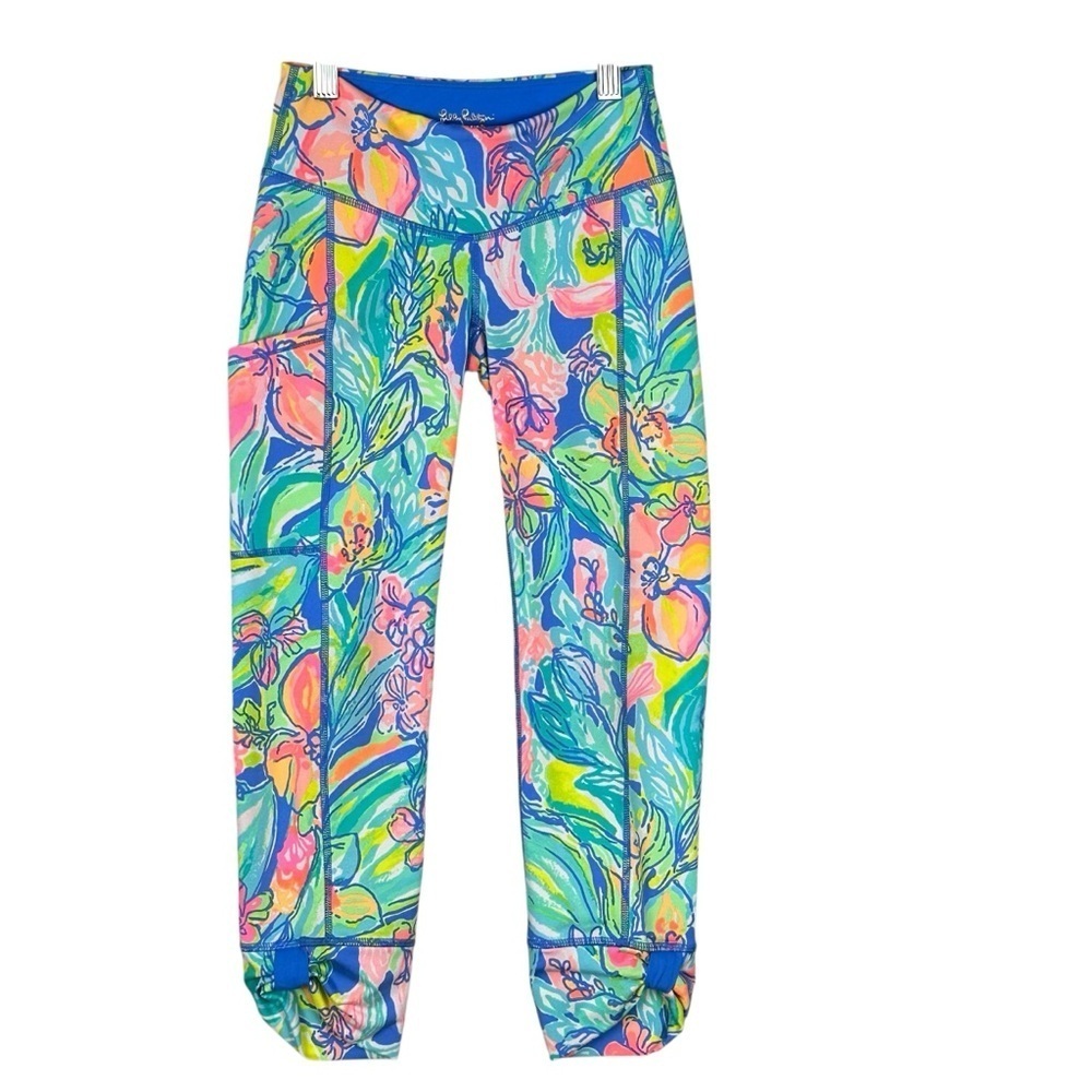 Lilly Pulitzer Luxletic Fara Weekender Cropped Leggings XXS UPF50 Bennet Blue
